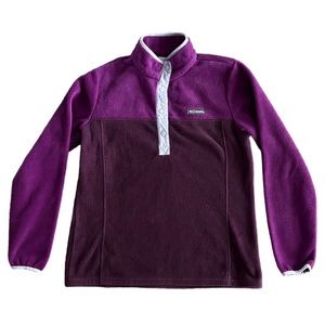 Columbia magenta/purple pullover polar fleece jacket with snap neckline